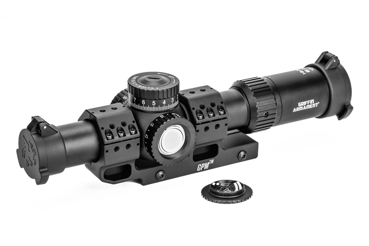 The Griffin 1-10x LPVO MIL-R riflescope runs on a CR2032 battery included with purchase