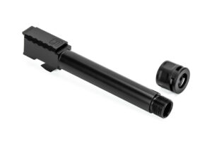 The Advanced Threaded Match (ATM™) barrels from Griffin Armament provide a premium drop-in fit for the Glock 21 Gen 3 & 4 and allow attachment of a suppressor via the concentric, precision cut threads