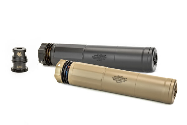 The DUAL-LOK HRT-762 suppressor is available in black or fde cerakote options. 