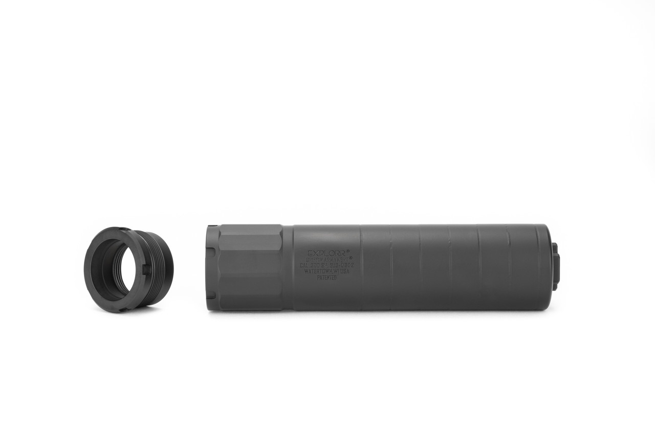 The EXPLORR® Utility Mount Sound Suppressors come with a PLAN-A™ Taper Mount Adapter for 1.375x24 threaded suppressors.
