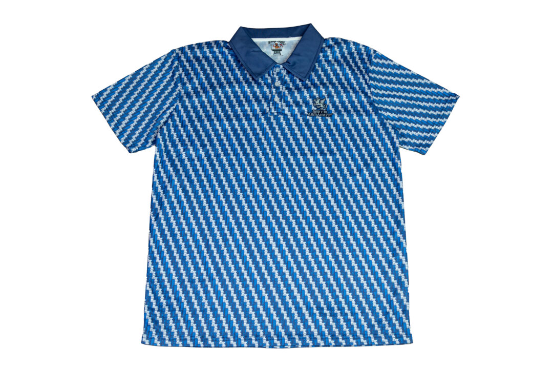 Muzzle Device Golf Polo (Blue & Silver)