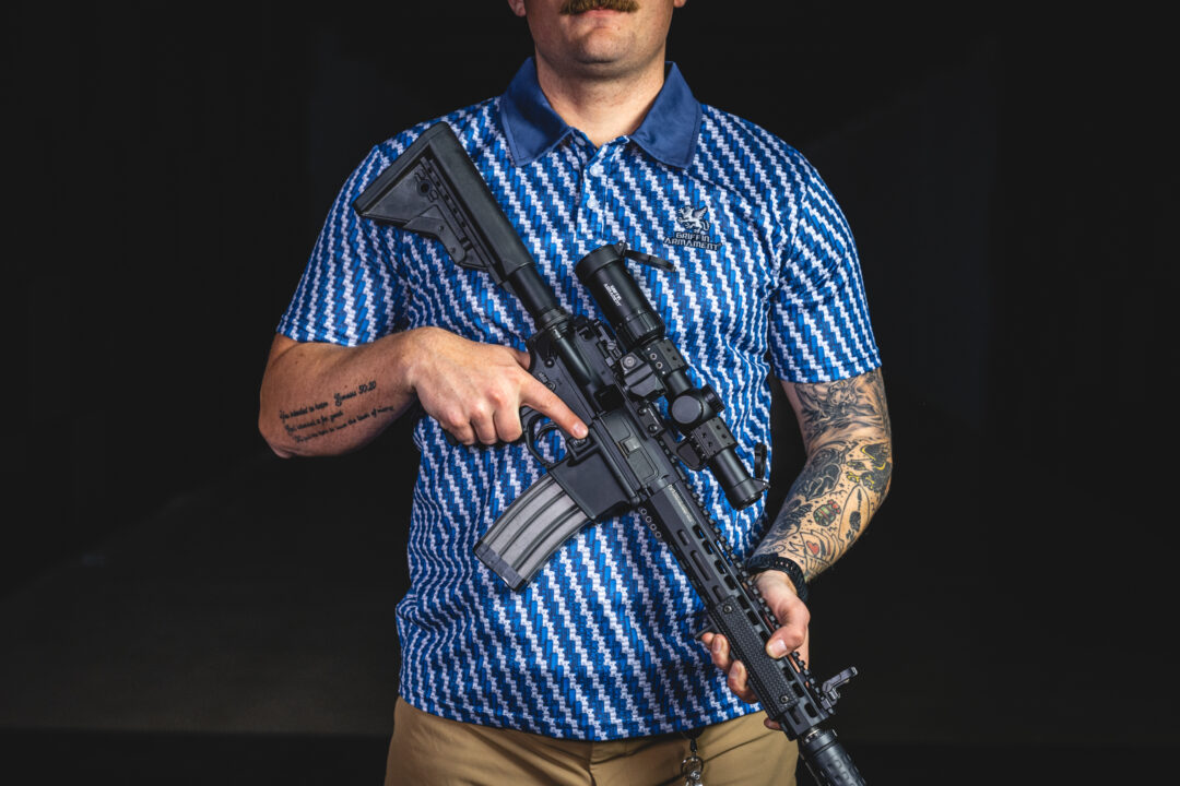 Muzzle Device Golf Polo (Blue & Silver) - Image 5