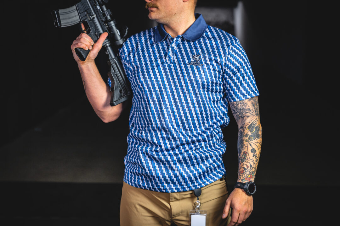 Muzzle Device Golf Polo (Blue & Silver) - Image 3
