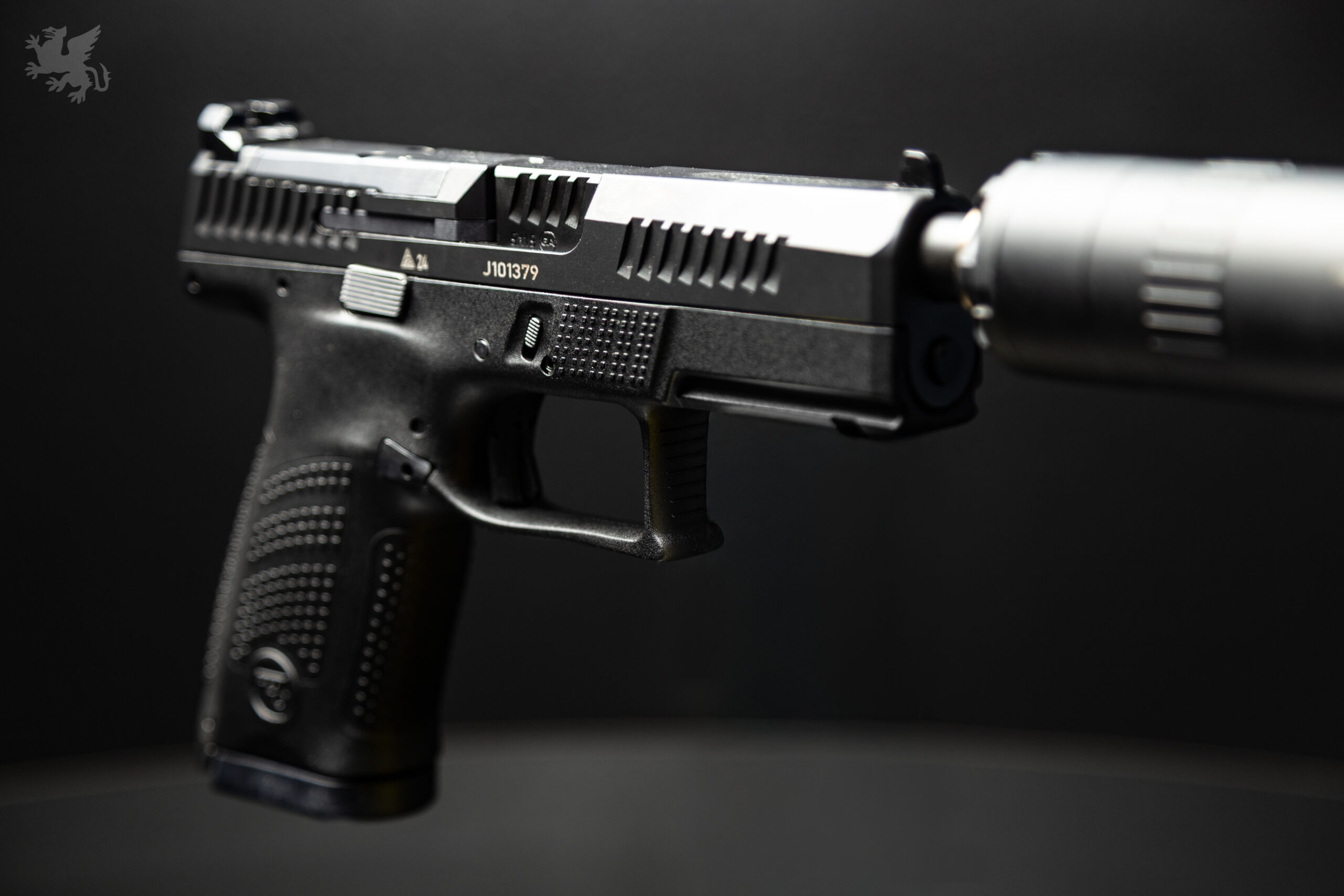 Griffin Armament ATM Pistol barrel for CZ P-10 shown with revolution 9 silencer
