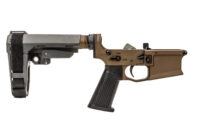 terra brown anodized griffin armament mk2 ambi ar-15 lower receiver with black pistol brace
